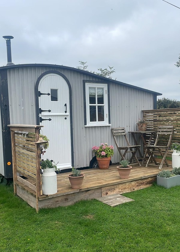 Shepherds Hut interior with armchair